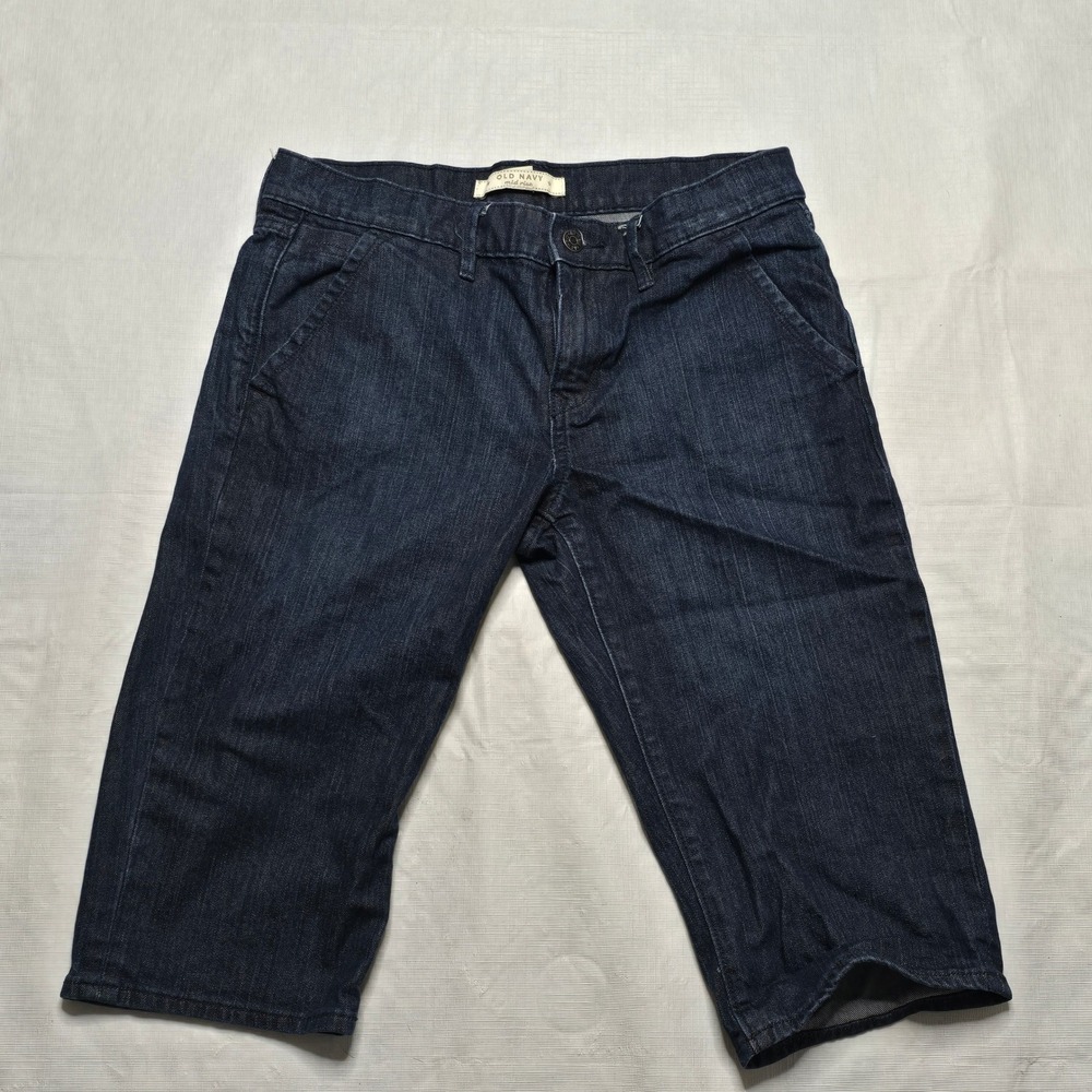 Old Navy Womens Mid Rise Dark Wash Stretch Denim Capri Jeans Size 10 Regular